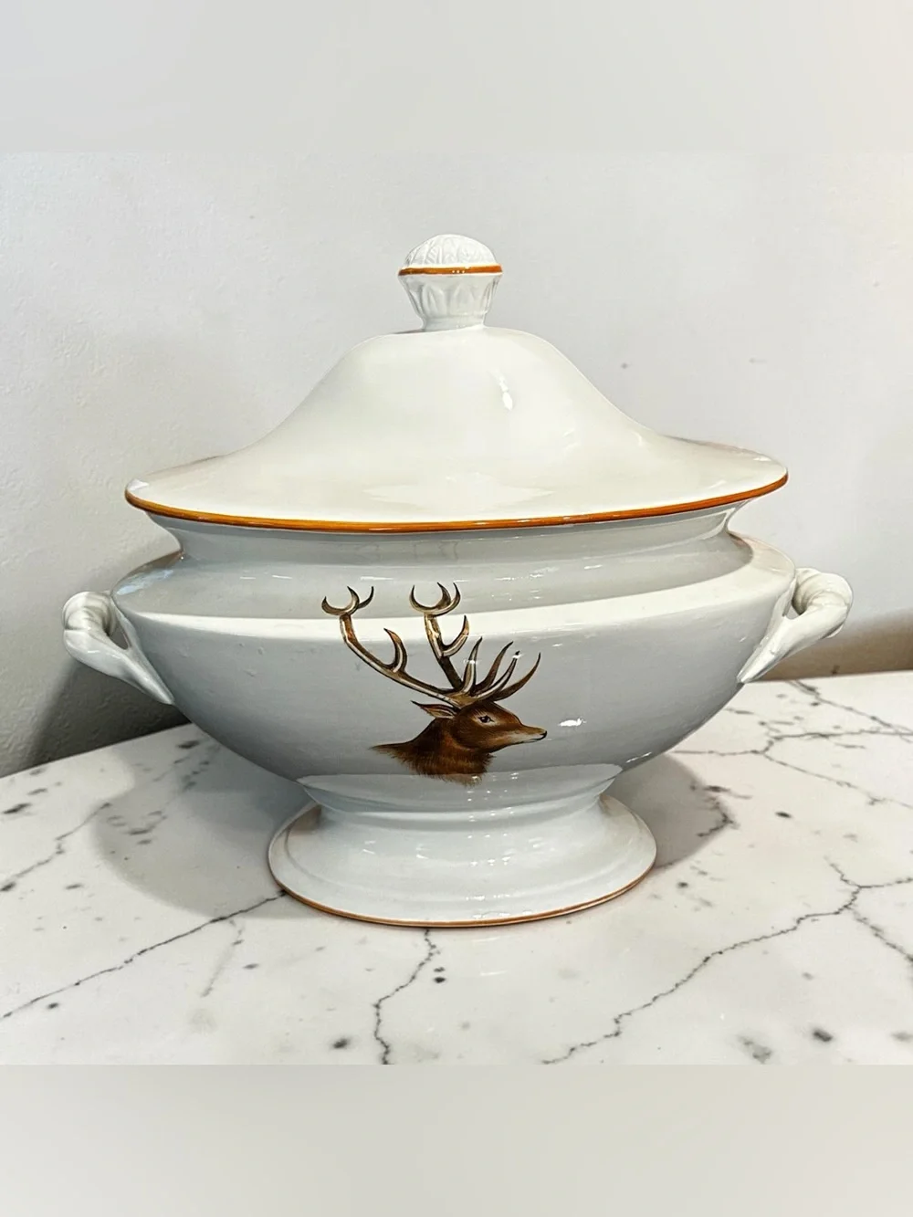 Vintage Este Ceramiche Italy Stag Deer Tureen – Neiman Marcus – Porcelain NWT